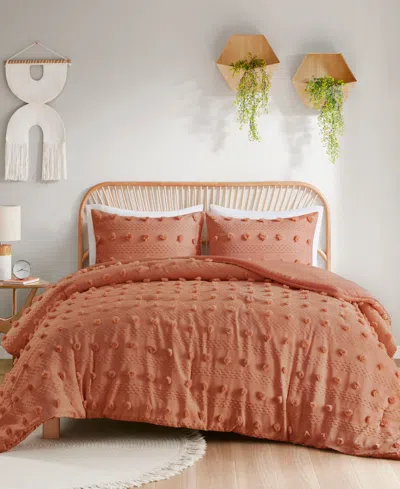 Intelligent Design Lucy Clip Jacquard 3-piece Comforter Set, Twin/twin Xl In Rust
