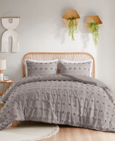 Intelligent Design Lucy Clip Jacquard 3-piece Duvet Cover Set, Twin/twin Xl In Grey