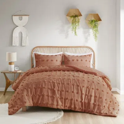 Intelligent Design Lucy Clip Jacquard Comforter Set In Rust