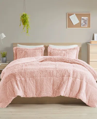 Intelligent Design Malea Shaggy Faux-fur 3-pc. Comforter Set, Full/queen In Blush