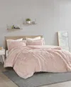 Intelligent Design Malea Shaggy Faux-fur 3-pc. Duvet Cover Set, Full/queen In Medium Pink