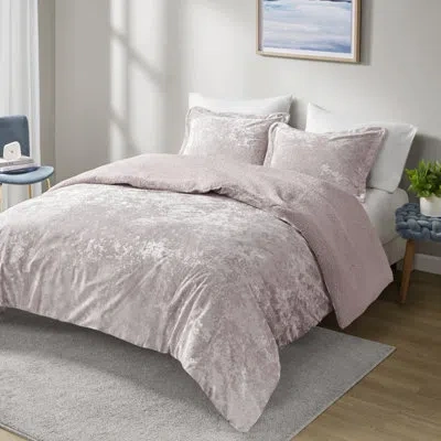 Intelligent Design Mira Crushed Velvet Sherpa Reversible Comforter Set In Lavender