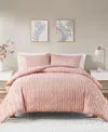 Intelligent Design Naomi Metallic Print Faux Fur 2 Piece Duvet Cover Set, Twin/twin Xl In Blush,gold