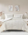 Intelligent Design Naomi Metallic Print Faux Fur Duvet Cover Set In Black,silver