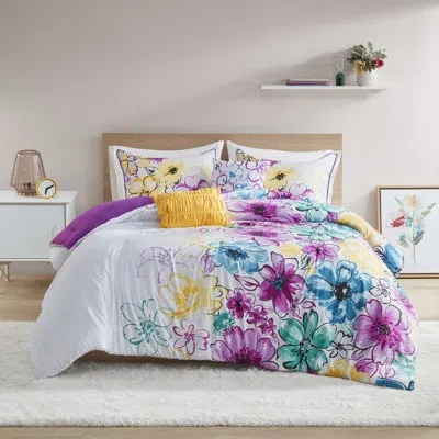 Intelligent Design Olivia Floral Comforter Set In Teal