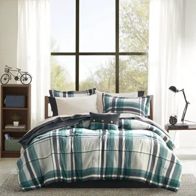 Intelligent Design Robbie Plaid Comforter Set With Bed Sheets In White,teal