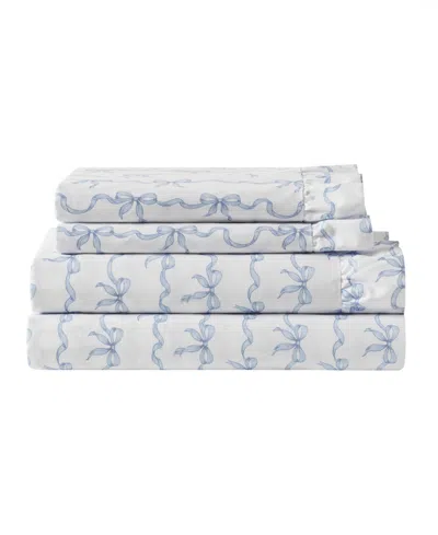 Intelligent Design Ruffle Microfiber 3-piece Sheet Set, Twin In Blue Bow