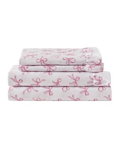 Intelligent Design Ruffle Microfiber 3-piece Sheet Set, Twin In Pink Bow