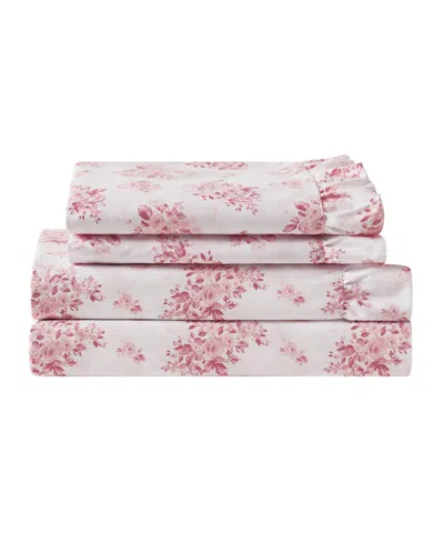 Intelligent Design Ruffle Microfiber 4-piece Sheet Set, King In Pink Floral