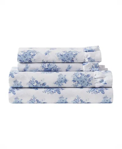 Intelligent Design Ruffle Microfiber 4-piece Sheet Set, Queen In Blue Floral