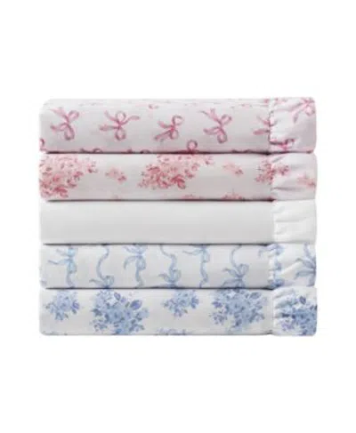 Intelligent Design Ruffle Microfiber Sheet Sets In Blue Floral