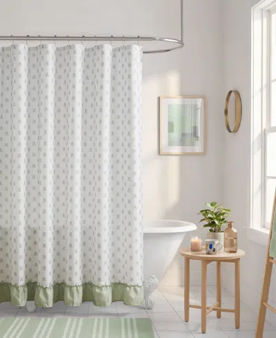 Intelligent Design Savanna Floral Ruffle 13-pc. Shower Curtain Set In Green