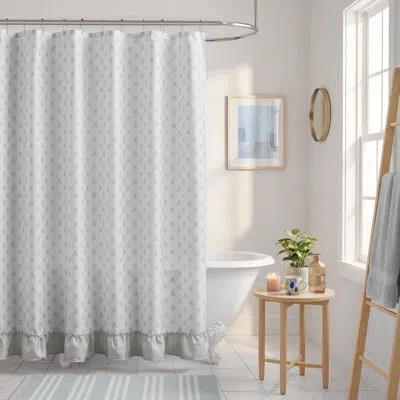 Intelligent Design Savanna Floral Ruffle Shower Curtain Set In Black