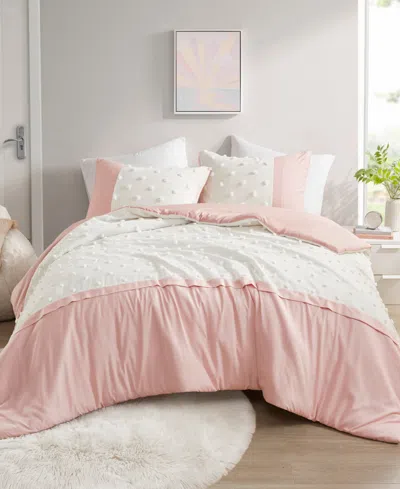 Intelligent Design Shay Clip Jacquard 2-pc. Duvet Cover Set, Twin/twin Xl In Pink