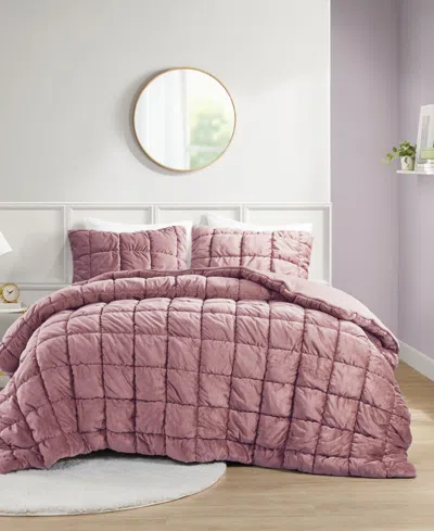 Intelligent Design Velvet Dream Puff 3-pc. Comforter Set, King In Pink