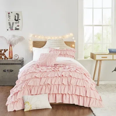Intelligent Design Waterfall Ruffle Comforter Set In Blush