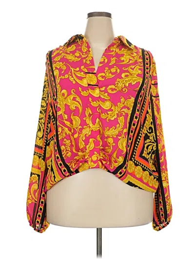 Pre-owned Intempo 3/4 Sleeve Blouse In Pink