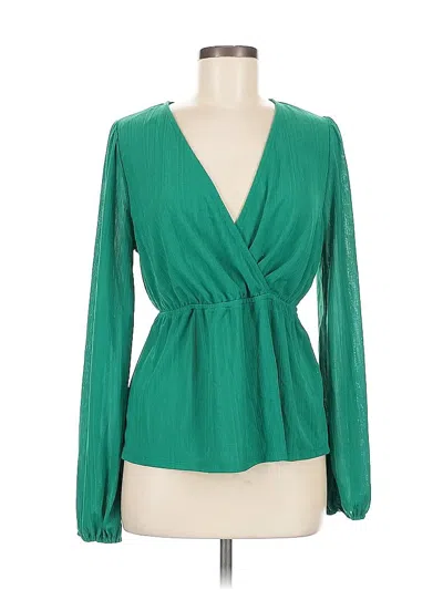 Pre-owned Intempo Long Sleeve Blouse In Green