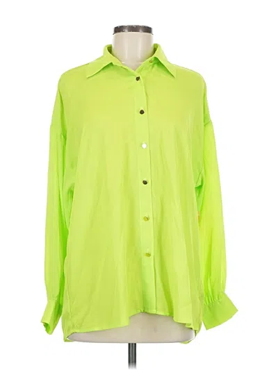 Pre-owned Intempo Long Sleeve Blouse In Green