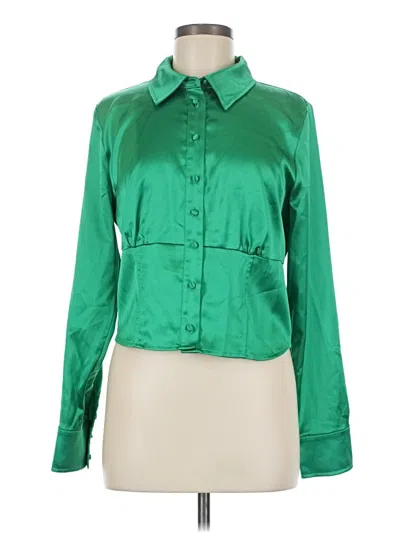 Pre-owned Intempo Long Sleeve Blouse In Green