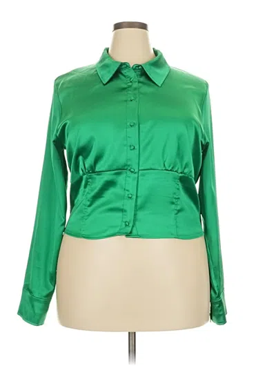 Pre-owned Intempo Long Sleeve Blouse In Green