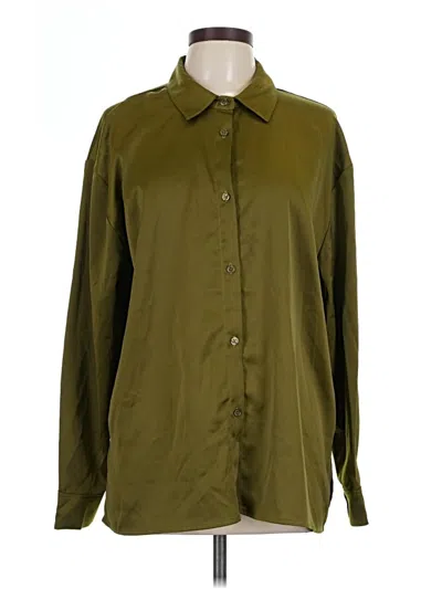 Pre-owned Intempo Long Sleeve Blouse In Green