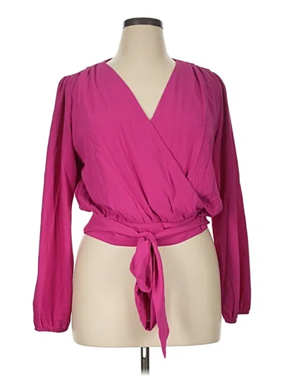 Pre-owned Intempo Long Sleeve Blouse In Pink