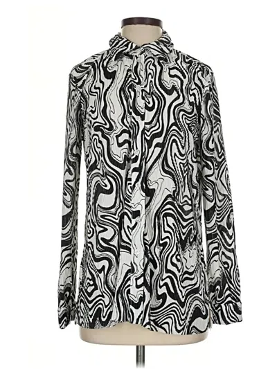 Pre-owned Intempo Long Sleeve Blouse In Silver