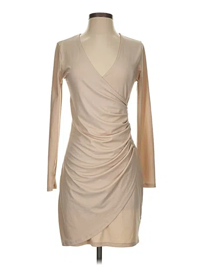 Pre-owned Intempo Long Sleeve Top Tan Plunge Neckline Tops