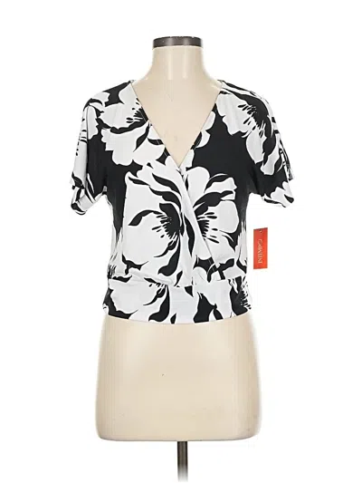 Pre-owned Intempo Short Sleeve Blouse In Black