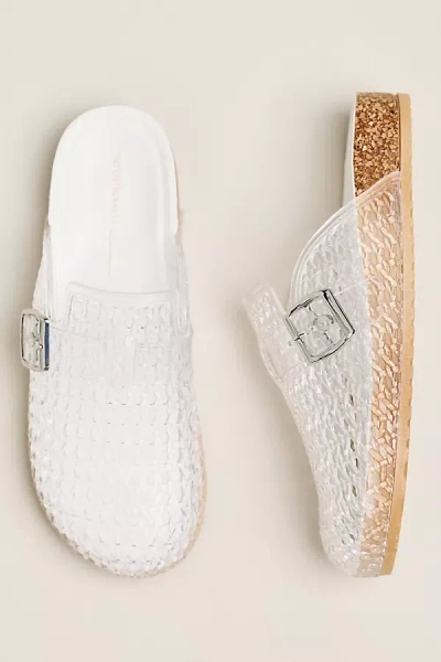 Intentionally Blank Buckle Mules In White