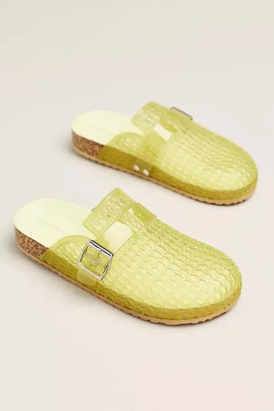 Intentionally Blank Buckle Mules In Yellow