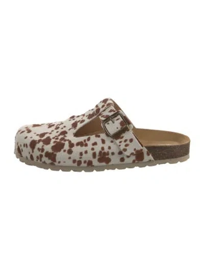 Pre-owned Intentionally Blank Calf Hair Animal Print Mules In Multi