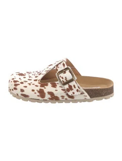 Pre-owned Intentionally Blank Calf Hair Animal Print Mules In Multi