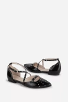 Intentionally Blank Crowd Studded Crisscross Flats In Black