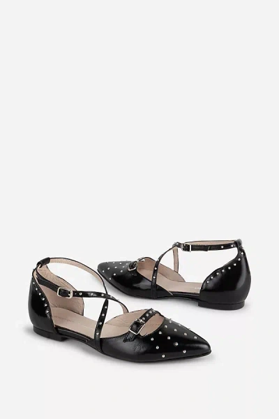 Intentionally Blank Crowd Studded Crisscross Flats In Black