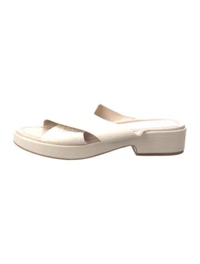 Pre-owned Intentionally Blank Embossed Leather Slides In Neutrals