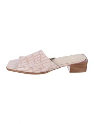 Pre-owned Intentionally Blank Embossed Leather Slides In Pink