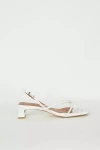 Intentionally Blank Fifi Ice White Leather Strappy Slingback Low Heel Sandals