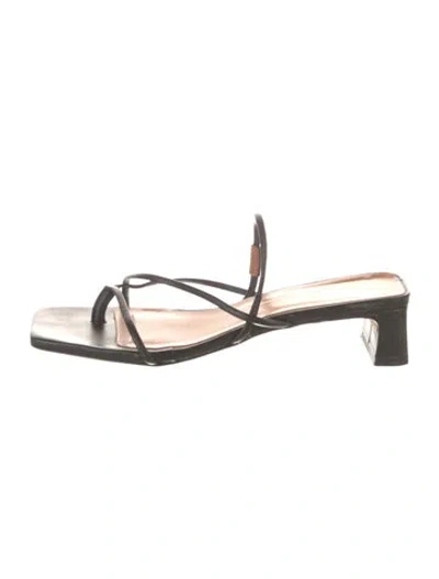 Pre-owned Intentionally Blank Freya Leather Sandals In Black