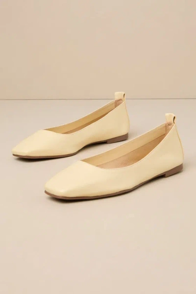 Intentionally Blank Image Eggnog Leather Square-toe Ballet Flats In White