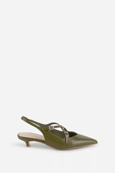 Intentionally Blank Jax Slingback Kitten Heels In Green