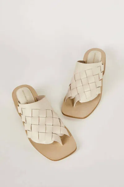 Intentionally Blank Kelly Leather Woven Sandal In Cream In Beige