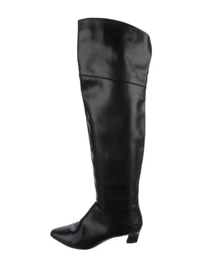 Pre-owned Intentionally Blank Leather Boots In Black