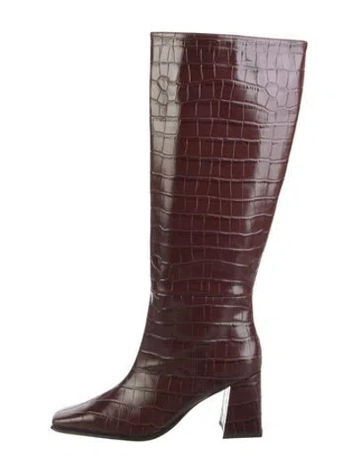 Pre-owned Intentionally Blank Leather Boots In Burgundy