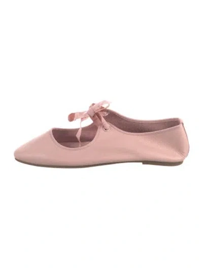 Pre-owned Intentionally Blank Leather Bow Accents Mary Jane Flats In Pink