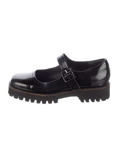 Pre-owned Intentionally Blank Leather Mary Jane Flats In Black