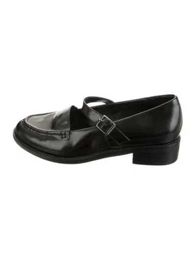 Pre-owned Intentionally Blank Leather Mary Jane Flats In Black