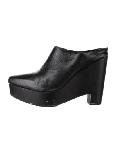 Pre-owned Intentionally Blank Leather Mules In Black