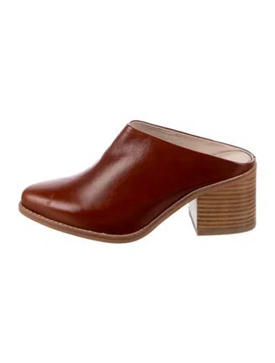 Pre-owned Intentionally Blank Leather Mules In Brown